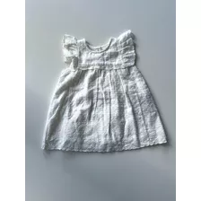 Vestido Zara Blanco Con Volados Con Florcitas Niña 6-9 M