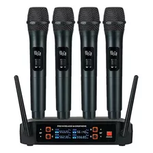 Set Microfonos Inalambricos X4 Gadnic Uhf Profesionales Pila Color Negro