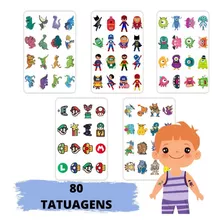 80 Tatuagem Temporária Infantil - Temas Meninos 5 X 4 Cm