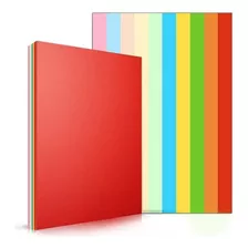 100 Hojas De Colores Resma Papel Carta A4 Impresión Escolar Color Multicolor