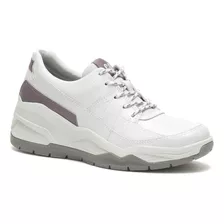 Zapatilla Cuero Watchful Blanco Con Gris Mujer