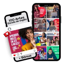 100 Pack Artes Canva Escola De Inglês, Feed Insta E Facebook