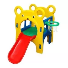 Playground Escorregador Baby Ursinho C/ Cesta De Basquete