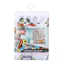 Cortina De Baño Marvel Comics: Diseño Épico Para Tu Baño Color Blanco-estampado