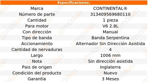 Banda 1006 Mm Acc Citation V6 2.8l 85 Continental Alt S D/h Foto 5