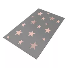 Tapete Infantil Estrelas 140x90 Antiderrapante Cor Cinza