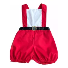 Jardineira Bebê Noel Natal Menino Vermelha Romper Body