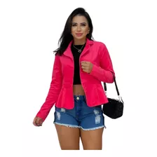 Blazer Feminino Em Veludo Casaco Curto Com Babado Terninho