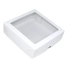 Caixa Para Presente Branca Visor 15x15x4 Tampa E Fundo 10 Un