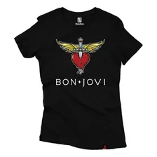 Baby Look Bon Jovi Logo Tradicional Premium Feminina