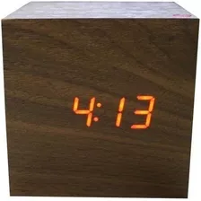 Relógio Digital Retrô Design Tipo Madeira Com Alarme Mesa