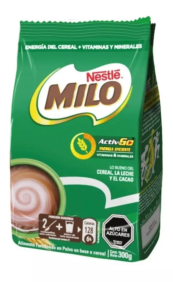 Saborizante Para Leche Milo Activ-go Chocolate Bolsa 300 G
