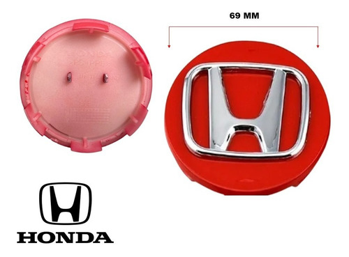 Par De  Centros De Rin Honda Insight 19-20 Rojo/cromo 69 Mm Foto 3