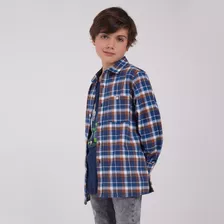 Camisa Niño Ostu M/l Café Algodón 80010027-80080