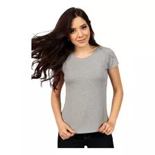 Camiseta Feminina Baby Look Cinza Mescla Stecchi 