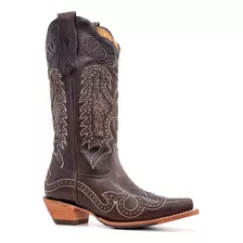 Bota Texana Feminina Goyazes Atlanta Café Bico Fino 236803cc