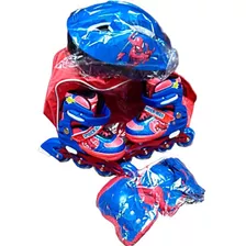 Kit Patines Ajustables Spiderman Niños + Proteccion Casco