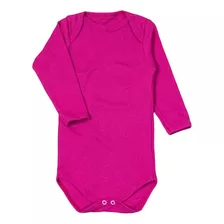 Body Longo Infantil Até 24 Meses Em Suedine Pink Radiante