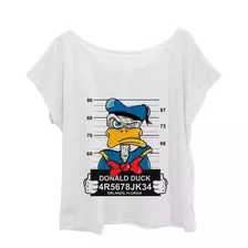 T-shirt Estampada Feminina Pato Donald Plus Size Até 56