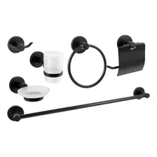 Set De Baño Accesorios Juego De Baño 6 Piezas Negro Mate