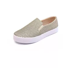 Tenis Feminino Slip On Sapatilha Alpargata Brilho Casual 