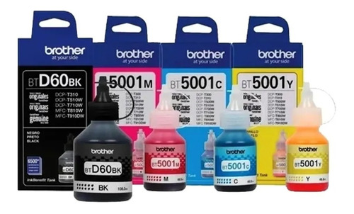 Combo Tinta Brother Btd60bk + Bt5001 T310 T510w Negro Colore