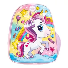 Mochila Filgo Minipak Diseño Unicornio De 12´´ Para Jardín Color Rosa Claro