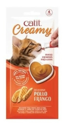 Snacks Para Gatos Catit Creamy Sabor Pollo 4 Tubos