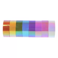 Fita Decorativa Washi Tape - Holográfica Kit Com 10 Unidades