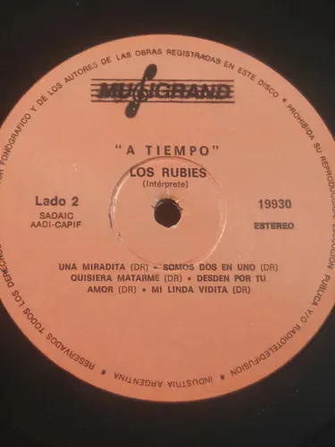 Los Rubies - A Tiempo - vinilo 1989