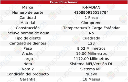 Banda Distribucion Volvo 240 L4 2.3l 90 Al 93 K-nadian Foto 3