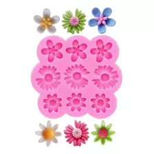 Mini Flores Diversas Molde Silicone Sabonete Vela Biscuit