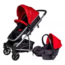 Coche Travel System 3 En 1 Duck Onix Rojo Y Negro