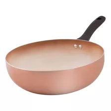 Wok Antiadherente Ceramico Hudson 28 Cm Aluminio Color Cobre