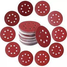 100x Disco Lixa Velcro Roto Orbital Lixadeira 8 Furos 125mm