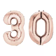 Balão Metalizado Número 30 Rose Gold - 70cm