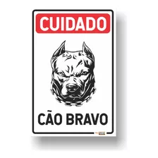 Placa Cuidado Cão Bravo Vertical Pvc 1mm 20x30cm