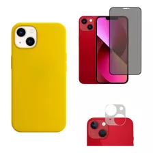 Capa Capinha Silicone Case Para iPhone 13 + Privaci + Câmera