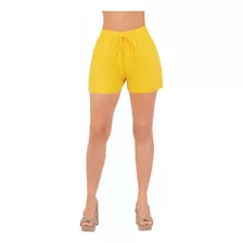 Short Casual Dama Amarillo Cintura Elástica 905-51