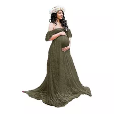 Maxi Vestido De Maternidad Encaje Que Se Arrastra