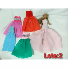 Vestido Para Barbie ,similar Muñeca Princesa Lote 5 Vestidos