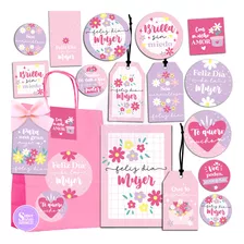 Kit Imprimible Día Mujer Maravillosa Tags Etiquetas Stickers