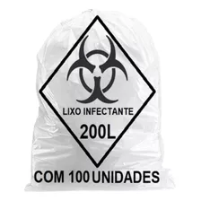 Saco De Lixo Infectante 200 Litros Branco Hospitalar C/100 