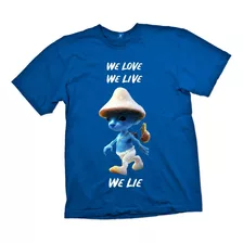 Polera Gato Pitufo Azul Smurf Cat Estampada Dtf Cod 001