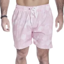 Shorts Masculino Elastano Bermuda De Praia 3 Bolsos Rose