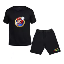 Conjunto Short Moletom E Blusa Infantil Mario Bros Novidade