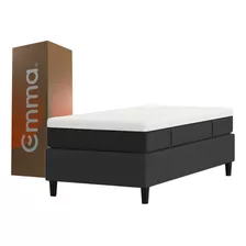 Kit Colchão + Cama Box Emma Original Solteiro (88x188cm) Cor Cinza-claro