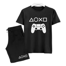 Conjunto Verão Camiseta E Bermuda Shorts Jogos Video Game