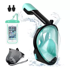 Viess Máscara De Snorkel Con Bolsa Impermeable, De Cara Completa Con Soporte Para Cámara, De Vista Panorámica De 180°, Antivaho Y Antifugas, Gafas Y Máscaras De Buceo Adultos, Verde, L/xl