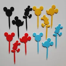 Toppers Pinchos Mickey Mouse X 10 Unidades Plast Reutilizabl